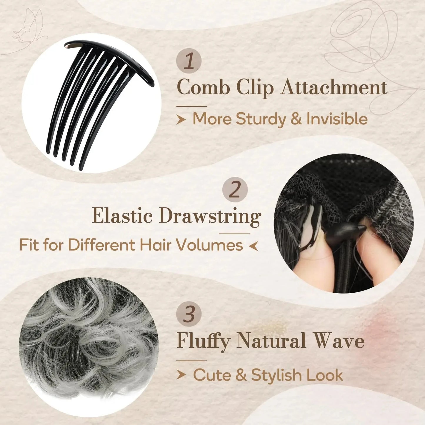 Queue de cheval synthétique OLA bouclée courte à pince noire .