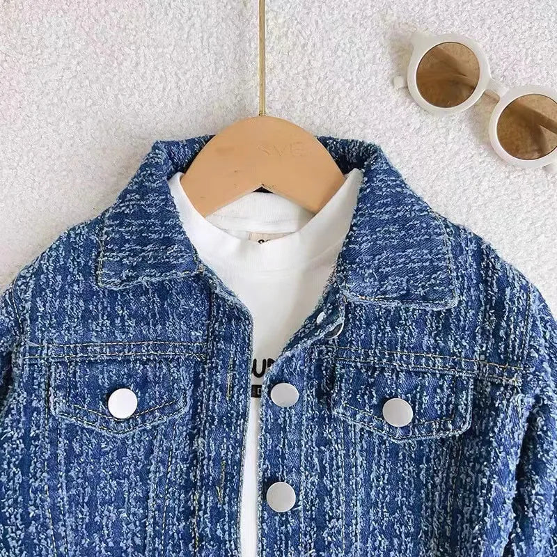 Ensemble de vêtements d'automne pour filles, 2 pièces en Denim, Style Preppy, veste + jupe à revers pour enfants, tenue tendance, nouvelle collection ;
