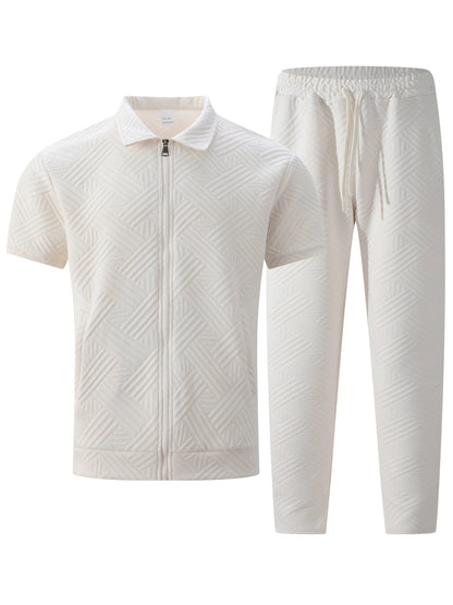 Ensemble homme , veste et chemise manches courtes, pantalon à cordon,