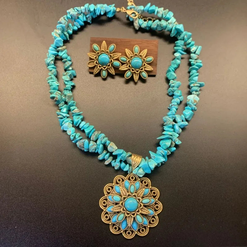 Boucles d'oreilles luxe bohème NISHIZAWA – Mode géométrique turquoise femme