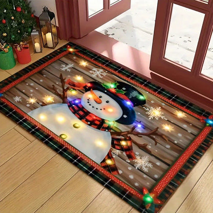 Tapis de porte éclairé bonhomme de neige Noël﻿– intérieur extérieur, hiver, vacances