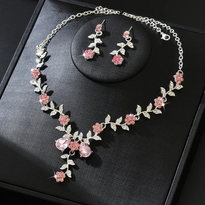 YIKOOLIN Ensemble Bijoux Femme – 3 Pièces Fleur Goutte d’Eau, Collier & Boucles, Style Élégant