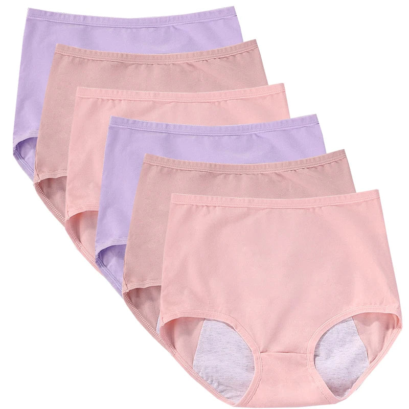 Lot 6 pièces culottes menstruelles taille haute – Sous-vêtements anti-fuite en coton