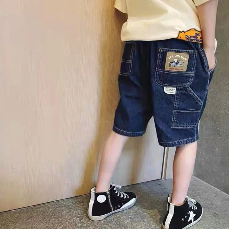 Jeans enfants garçons et filles – Shorts denim stretch coréen – Pantalons déchirés tendance adolescents – Vêtements denim confortables