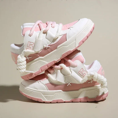 Chaussures chunky polyvalentes pour hommes et femmes, blanches