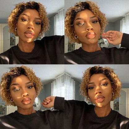 Perruque Femme 100% Cheveux Humains Indiens – Bouclés à l’Eau, Lace Front HD Transparente, Style Pixie Court, Couleur Naturelle Haute Qualité