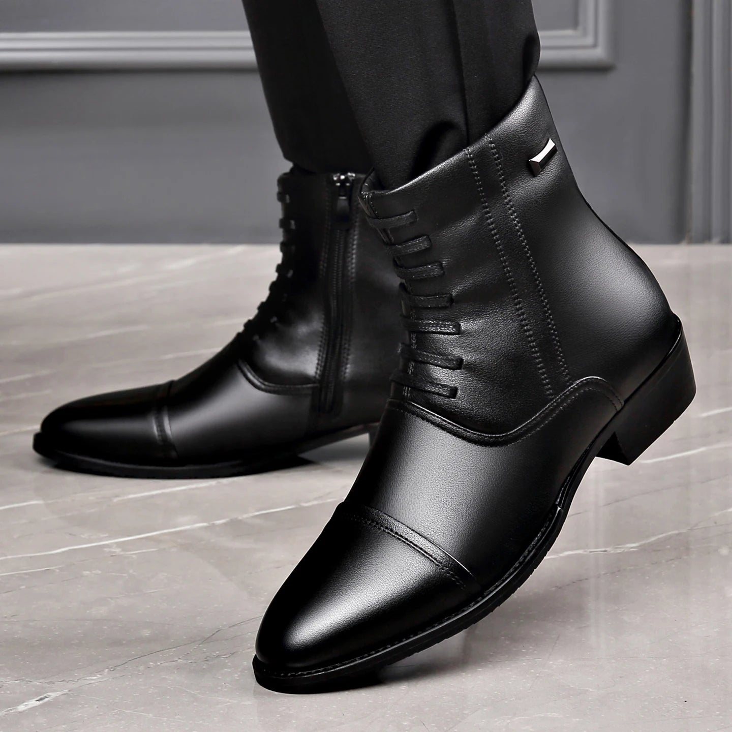 Bottes Chelsea homme cuir hiver - velours thermique, doublure coton