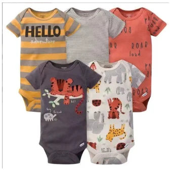 Combinaison bébé été coton, 5 pièces, dessins animés