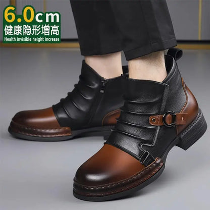 StephanBoots - Bottes basses rétro homme cuir peluche hiver