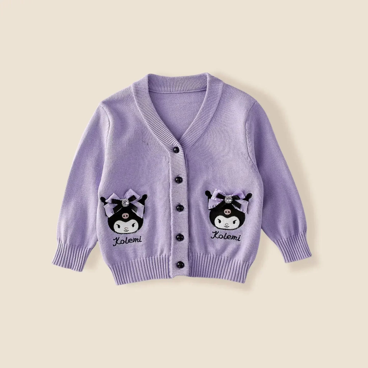 Ensemble cosplay Sanrio Kuromi My Melody 2024, jupe plissée JK, cardigan tricoté style collégial, costume trois pièces pour enfants