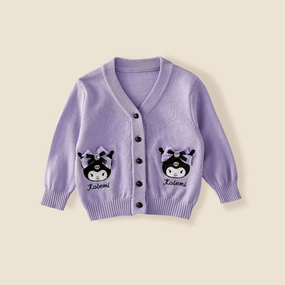 Ensemble cosplay Sanrio Kuromi My Melody 2024, jupe plissée JK, cardigan tricoté style collégial, costume trois pièces pour enfants