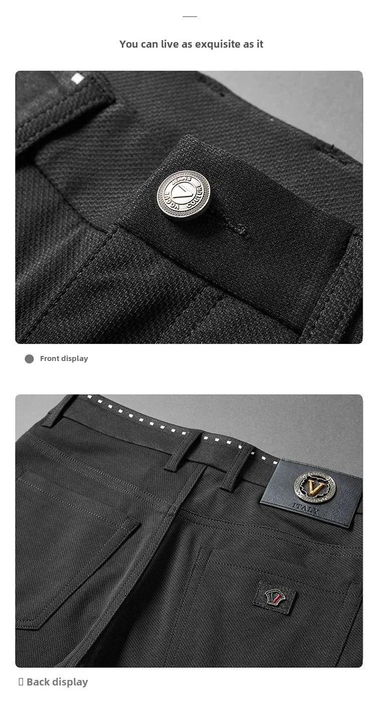 Jean homme été haut de gamme, léger, coupe droite, taille élastique, 5 poches, denim confortable .