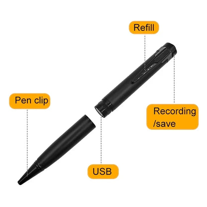 Stylo enregistreur vocal 128 Go portable USB, lecture MP3, pour conférences et cours, avec 5 recharges.