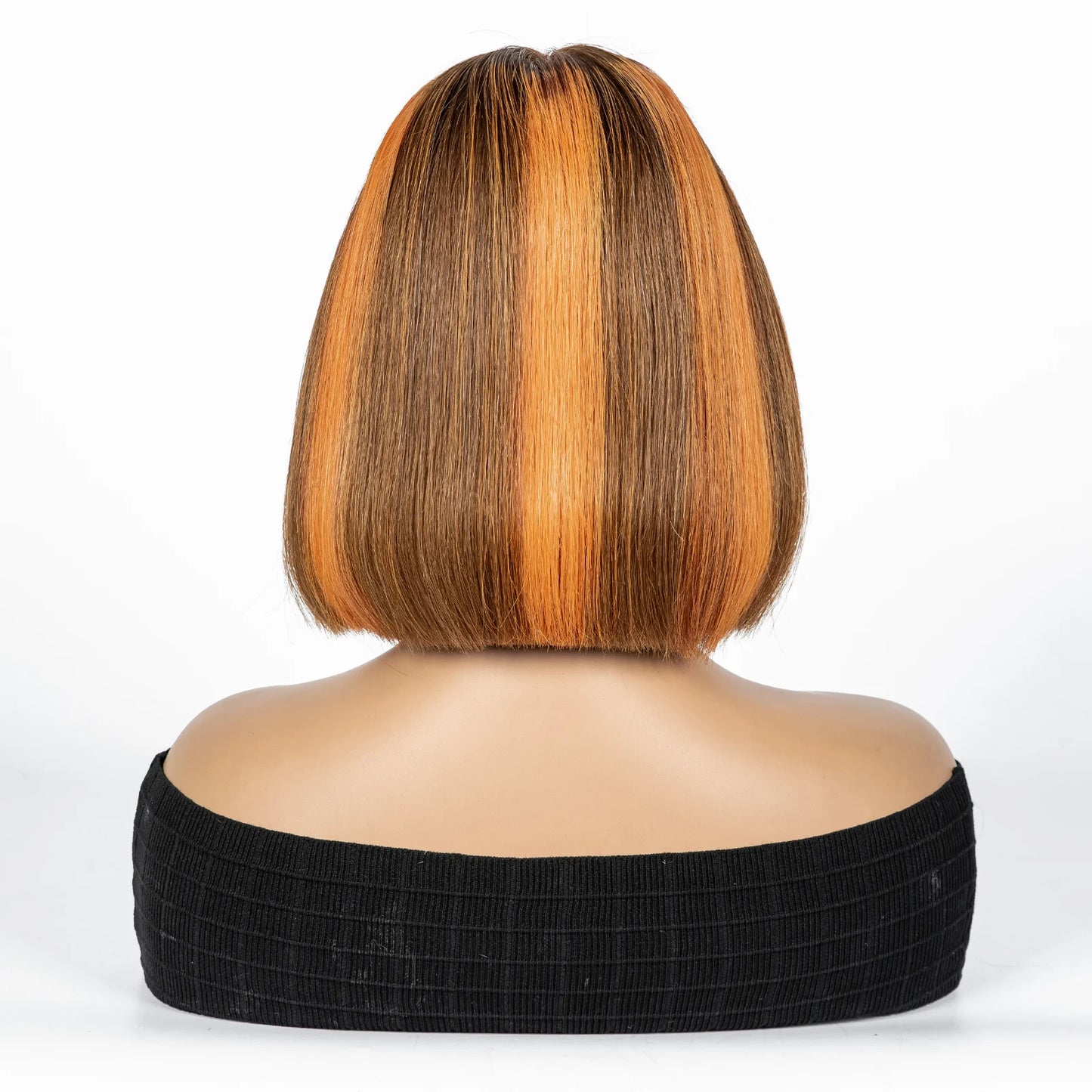 Perruque Bob courte droite colorée – cheveux humains 100%, dentelle 2x6 transparente, densité 250%