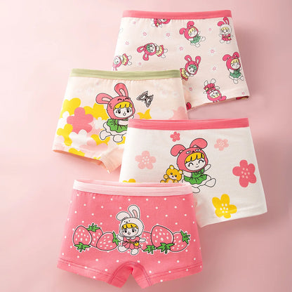 Lot 4 pièces culottes coton fille – Motifs dessin animé doux et confortables