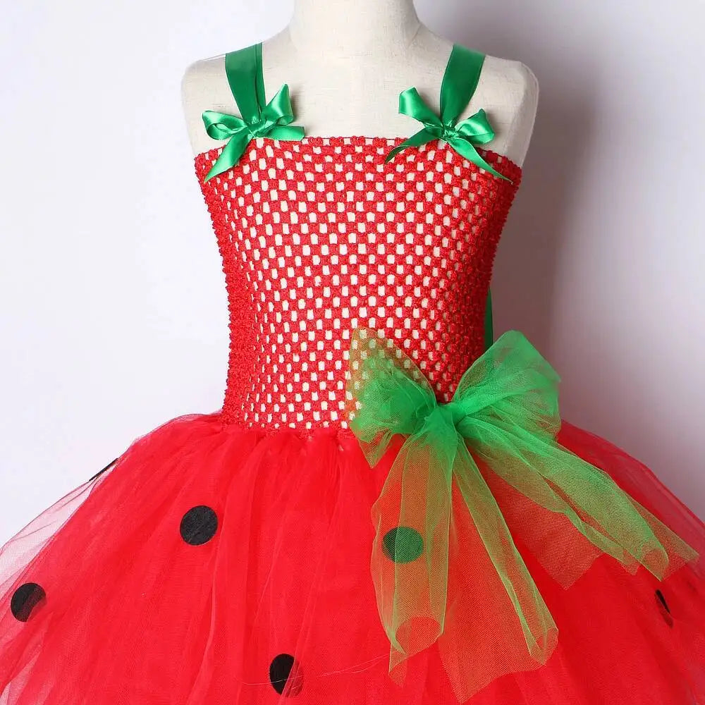 Robe tutu fraise enfant – Costume princesse fille, anniversaire, Halloween, Noël