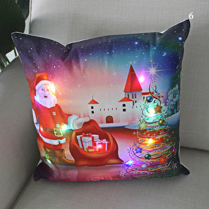 Housse coussin Noël LED Père Noël﻿– lumineux, déco maison, nouvel an
