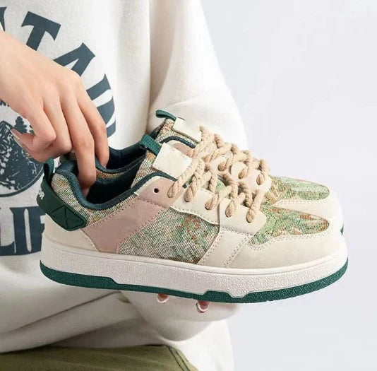 Baskets couple résine mandarine, couleurs dopamine, tendance casual