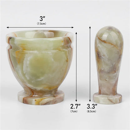 Ensemble mortier pilon marbre vert artisanal, broyeur d'épices et noix, bol cuisine diamètre 3 pouces