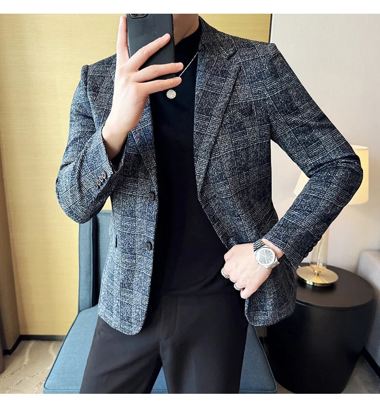 Blazer homme luxe à carreaux, Slim Fit, style britannique – Mariage & affaires .