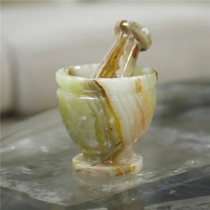 Ensemble mortier pilon marbre vert artisanal, broyeur d'épices et noix, bol cuisine diamètre 3 pouces