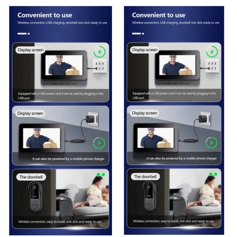 Sonnette Interphone Sans Fil Vision Nocturne – Écran HD 4,3" Caméra Sécurité Maison