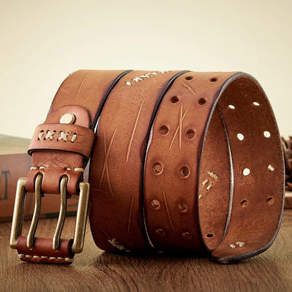 Ceinture homme cuir véritable luxe 3.8 cm – Boucle ardillon double laiton, peau de vache, style vintage jean, créateur qualitatif