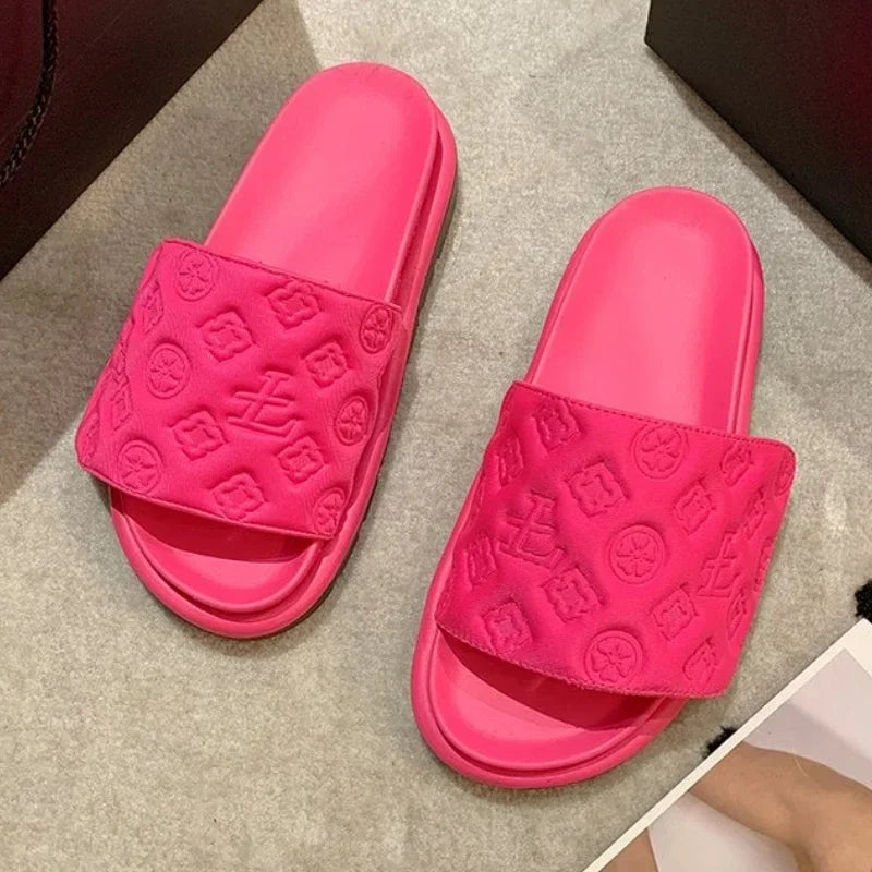 Pantoufles été femme à semelle épaisse, sandales de plage tendance,