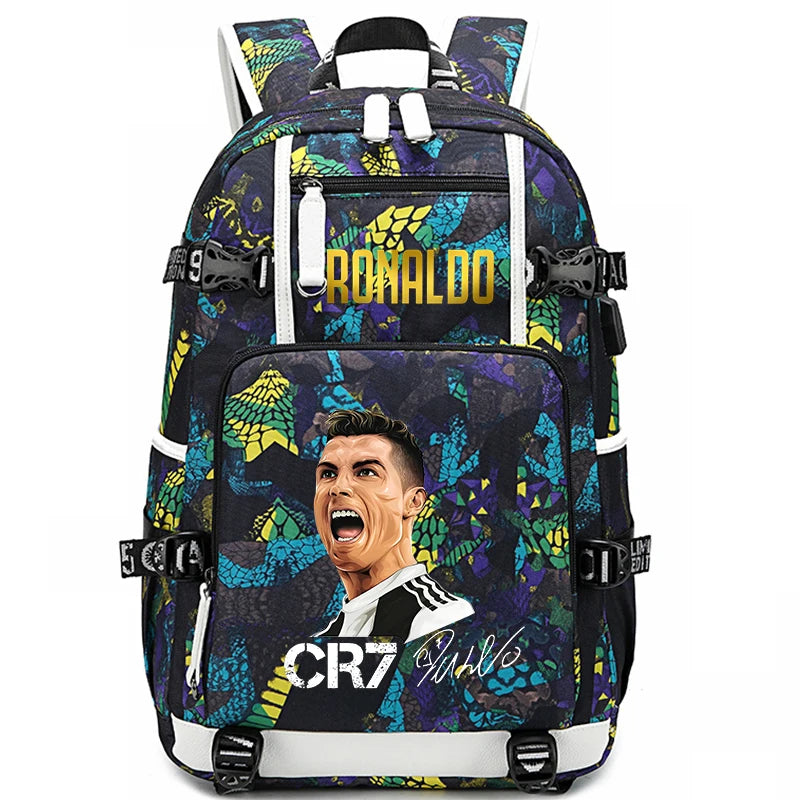 Sac d'école imprimé Ronaldo pour enfants, sac à dos pour étudiant, sac de voyage extérieur.