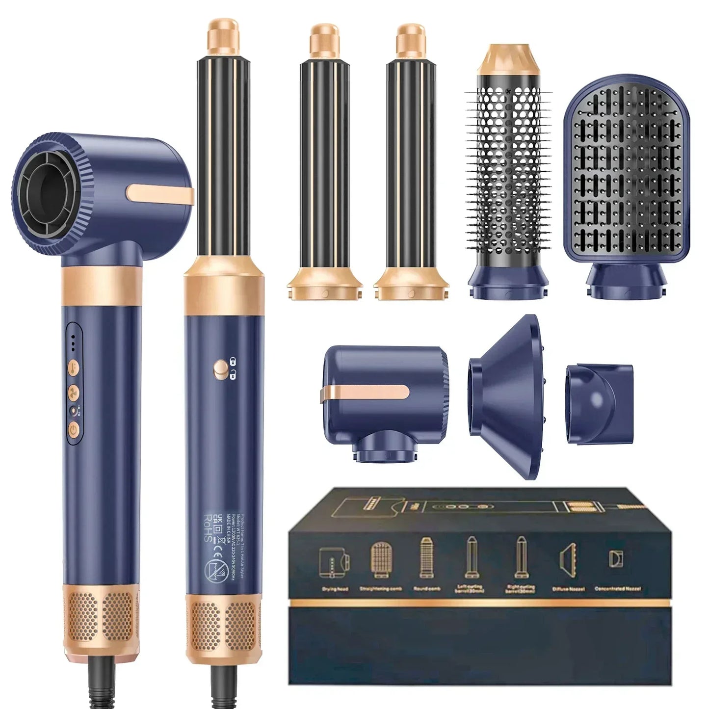 Sèche-cheveux 7 en 1 brosse ionique haute vitesse