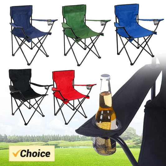 Chaise de camping pliable – Tissu Oxford, portable, avec porte-bouteille .