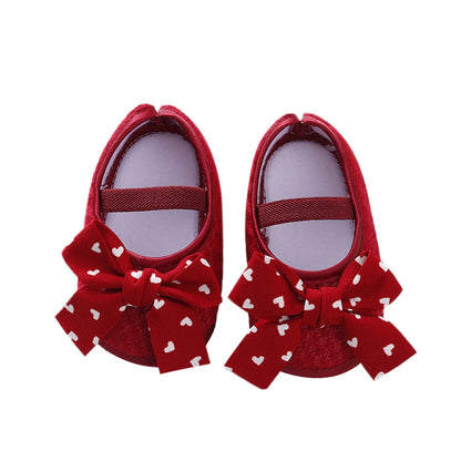 Chaussures plates bébé fille, semelle souple, nœud élastique