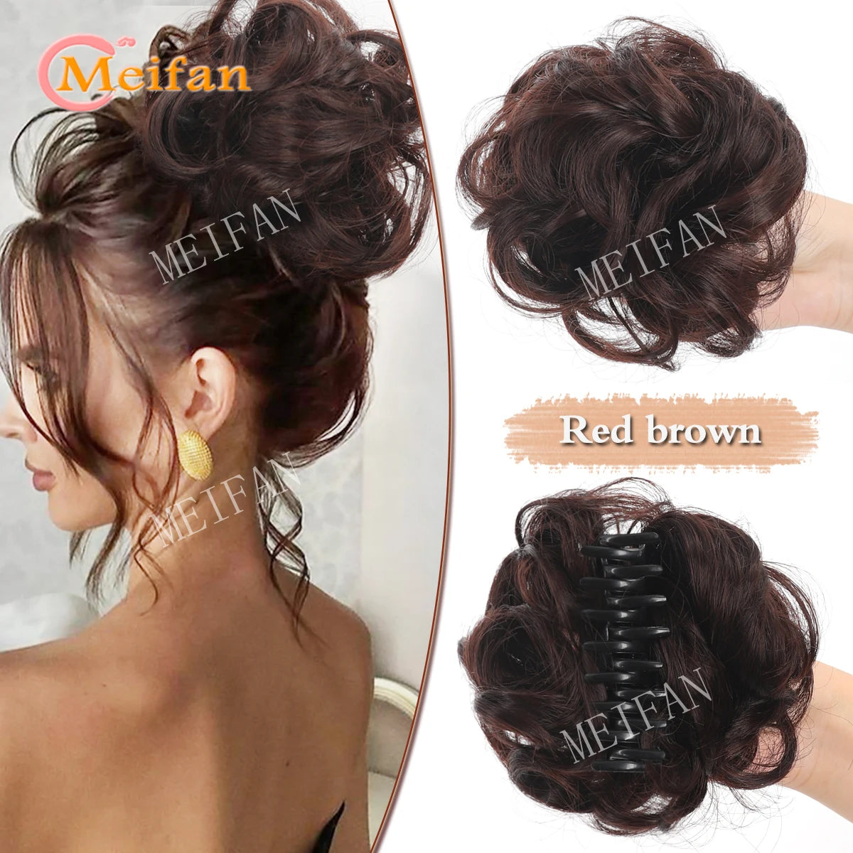 synthetic wavy bun with claw clip,