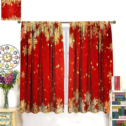 Rideaux Noël luxe flocons neige feuille d'or