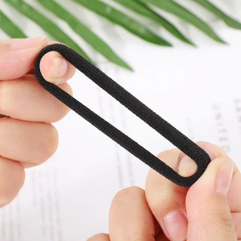 Bandes cheveux noires, chouchous élastiques, 10-100 pièces