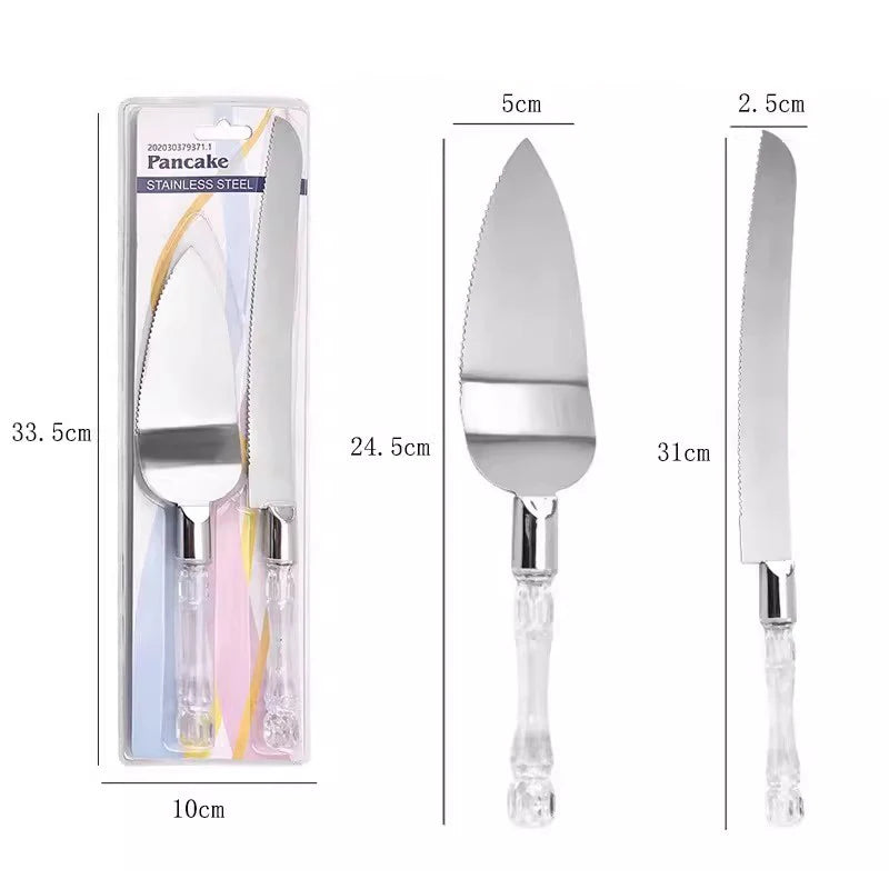 Ensemble pelle et spatule à gâteau en acier inox – mariage, anniversaire, fête