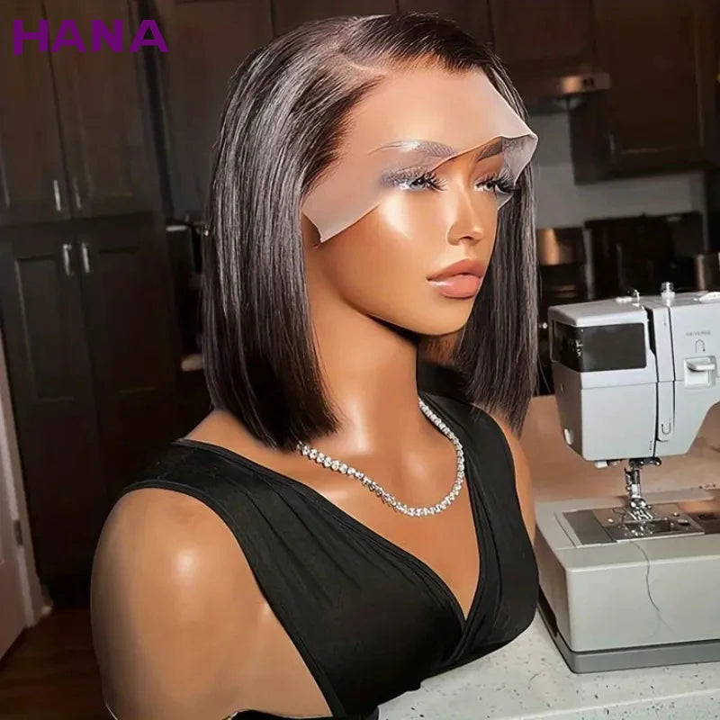 Perruque frontale Bob 13x4, cheveux raides, densité 180%