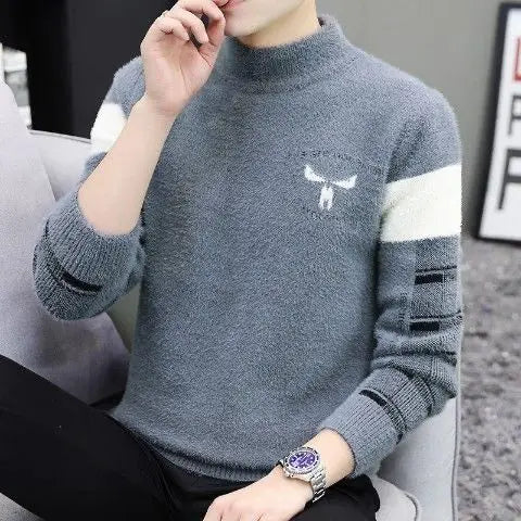 Pull KPOP Harajuku à Manches Longues – Style Vintage, Coupe Cintrée ou Ample, Col Mi-Haut, Tricot, Mode décontractée d'Hiver