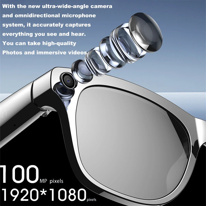 Lunettes Intelligentes 2025 4K HD AI, Bluetooth, Appels, Lampe LED, Assistant Vocal, Batterie 260mAh .