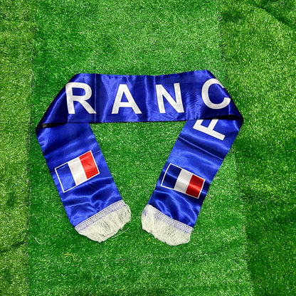 Écharpe Drapeau France 14×130 cm, satin, supporter football