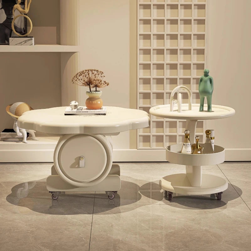 Table basse blanche Simple, peu encombrante, minimaliste, mobile, italienne, esthétique, meubles de luxe en bois ;