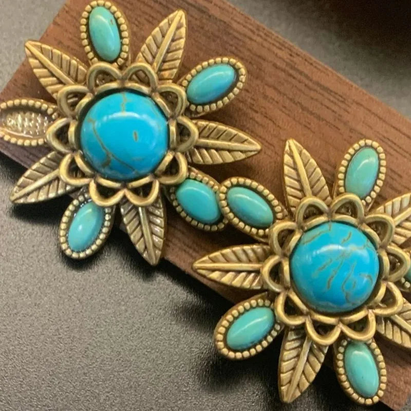 Boucles d'oreilles luxe bohème NISHIZAWA – Mode géométrique turquoise femme