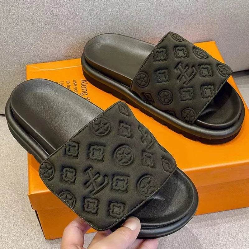 Pantoufles été femme à semelle épaisse, sandales de plage tendance,