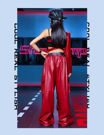 Vêtements Hip Hop Fille, T-shirt Court et Pantalon Cargo .