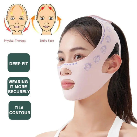 Bande faciale respirante en V – Masque minceur anti-rides – Réduction joues et double menton – Bandage visage façonnant et liftant
