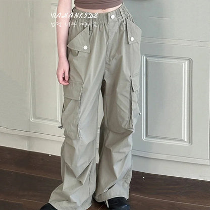 Pantalon cargo décontracté grande taille fille 5-14 ans, vêtements été .