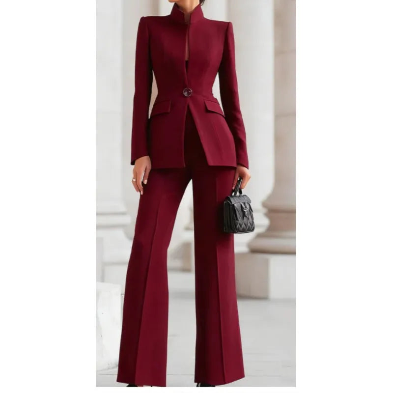 Ensemble Pantalon Femme de Bureau – Costume Professionnel Ajusté Automne