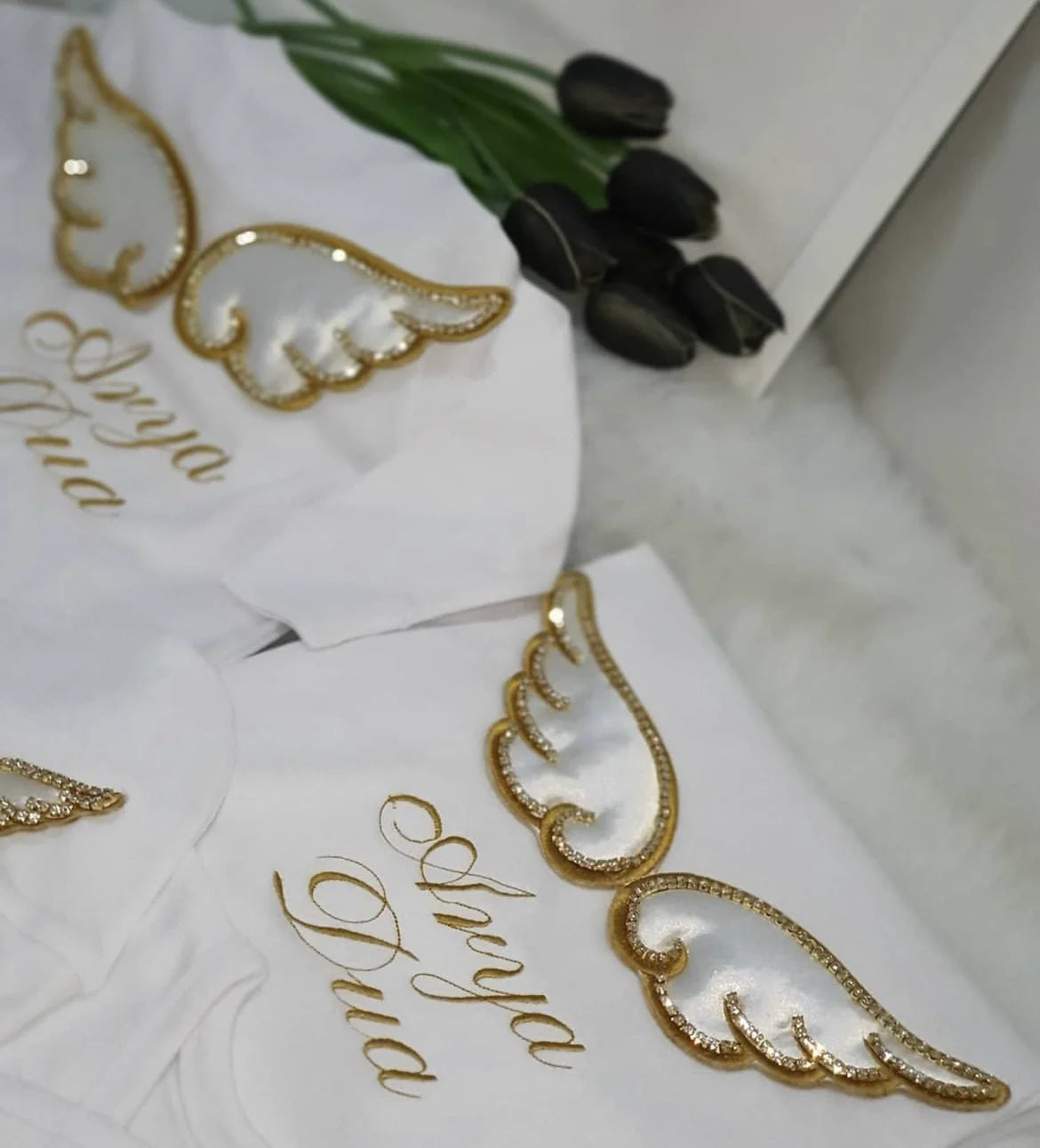 Barboteuse Bébé Jetable avec Nom, Ailes d'Ange, Sortie de Maternité .