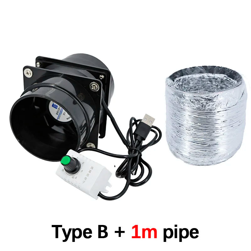 Ventilateur Extracteur Fumée 2 Types DC 5V USB, Vitesse réglable, Conduit 1-2 Voies, Tuyau 1m/3m