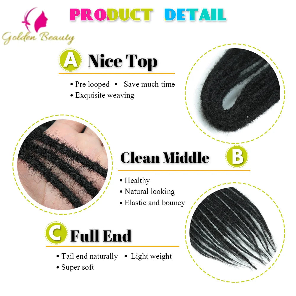 Extensions Dreadlocks Synthétiques 24” Double Extrémité, 10 Brins .